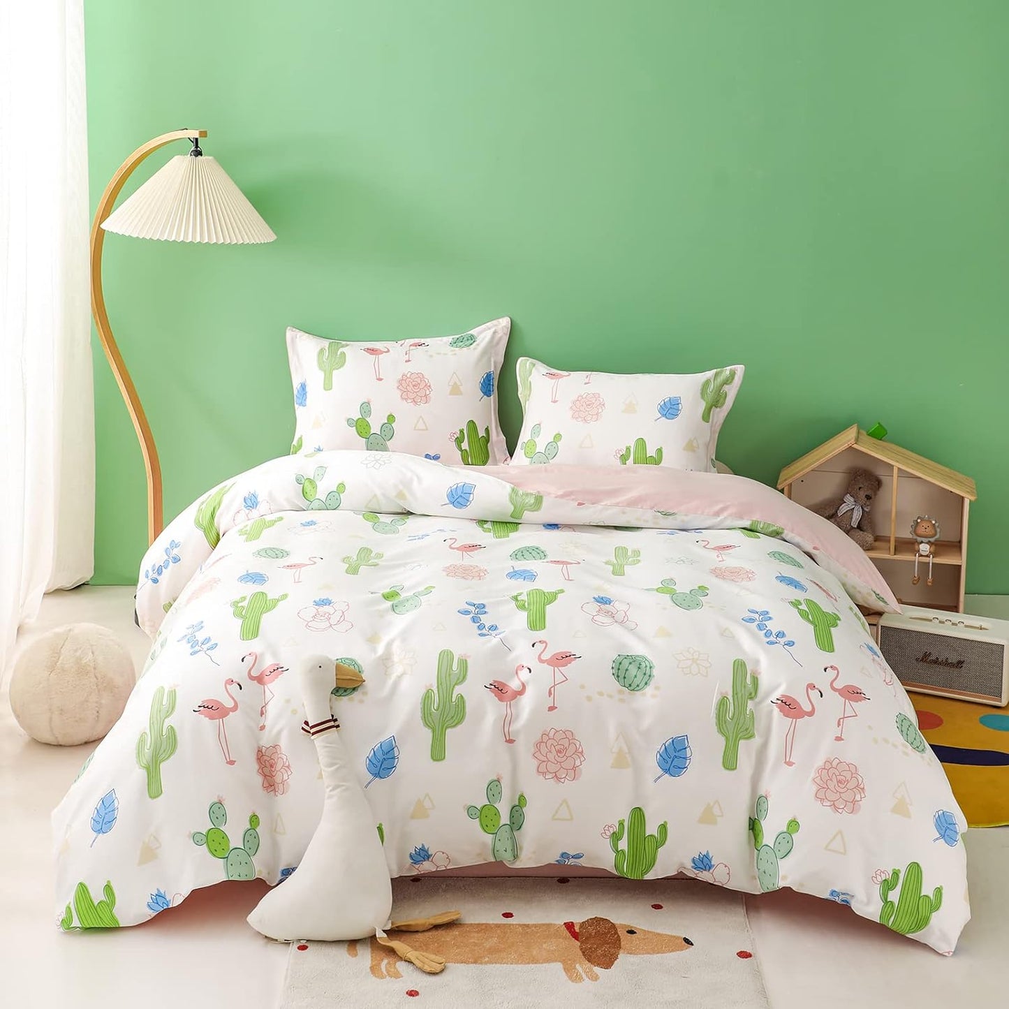 Funda de duvet con diseño de cactus y flamingos - Dulces Bed & Home