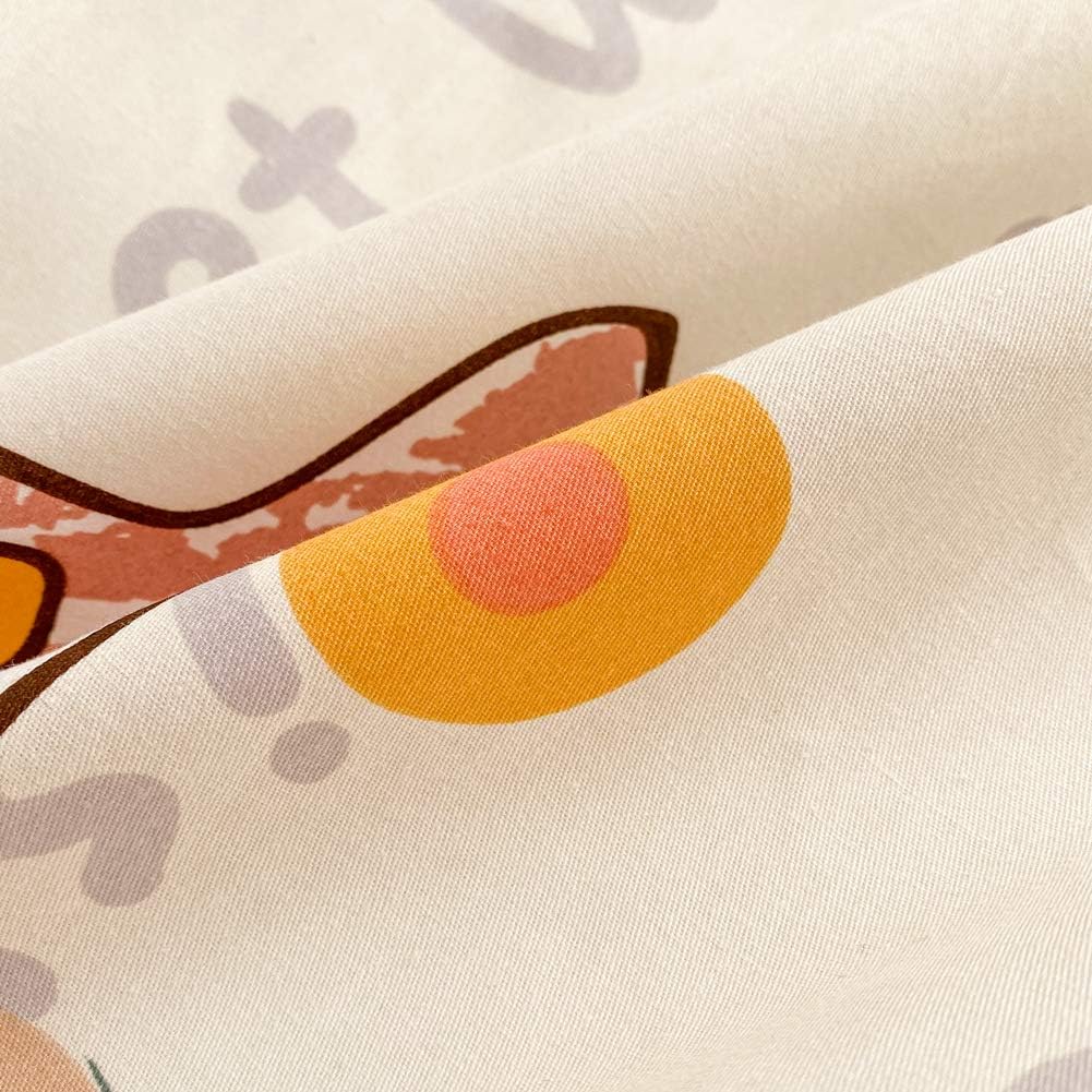 Juego de funda de duvet estampado de coches en blanco crema 100% algodón - Dulces Bed & Home