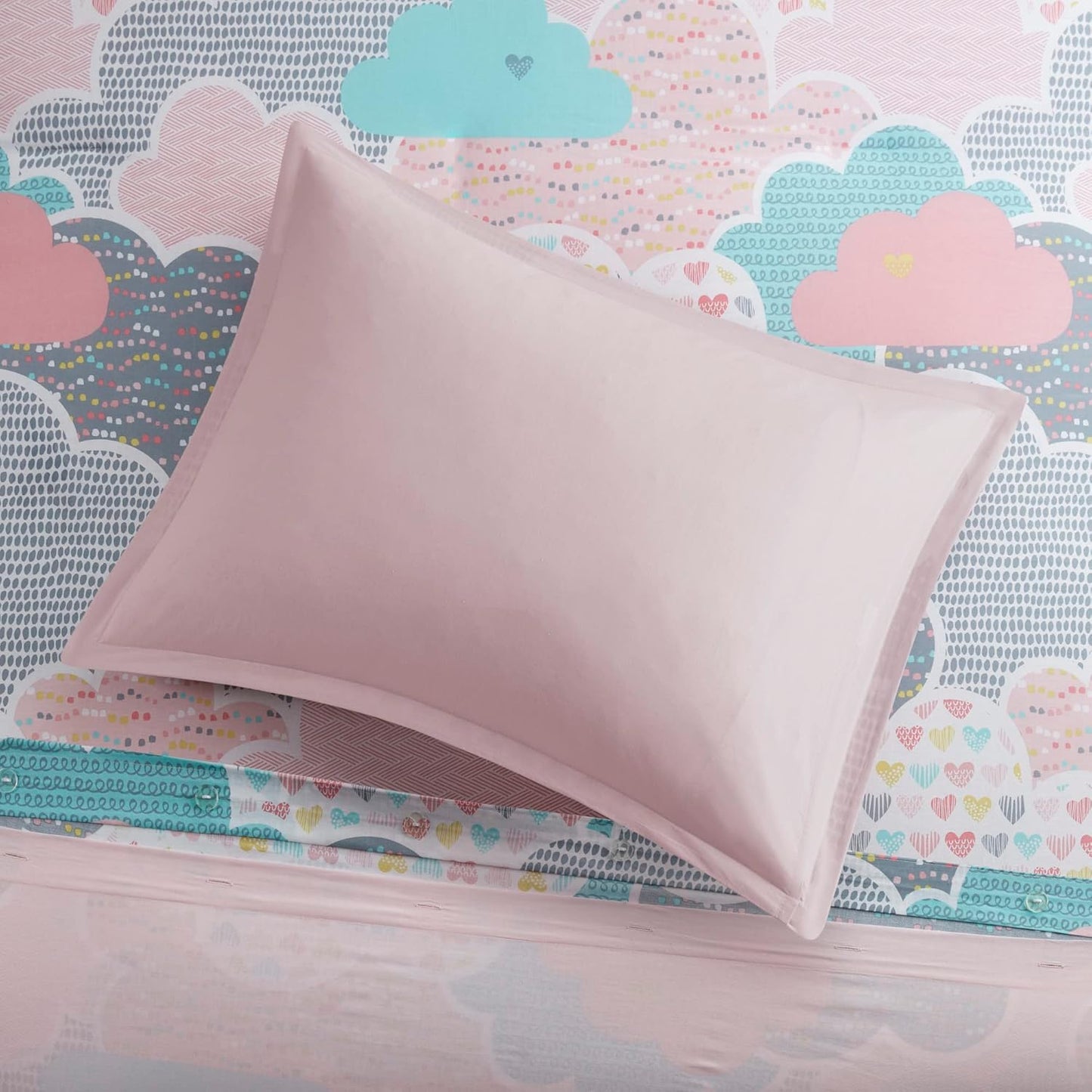 Juego de funda de duvet con estampado de nubes en tono rosa 100% algodón - Dulces Bed & Home