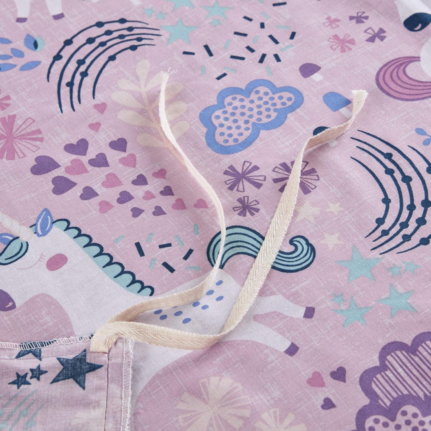Juego de funda de duvet con estampado de unicornios en fondo rosa 100% algodón - Dulces Bed & Home