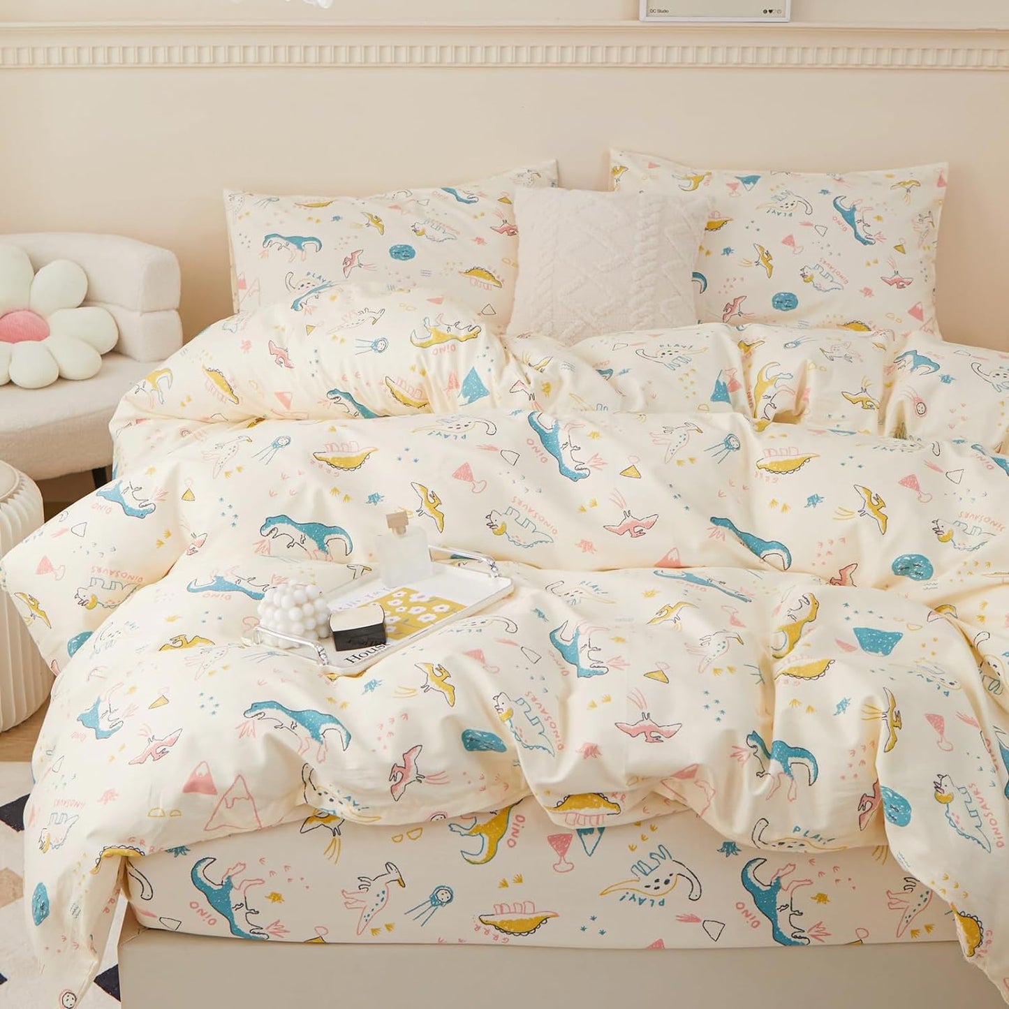 Juego de funda de duvet con estampado dinosaurios 100% algodón - Dulces Bed & Home