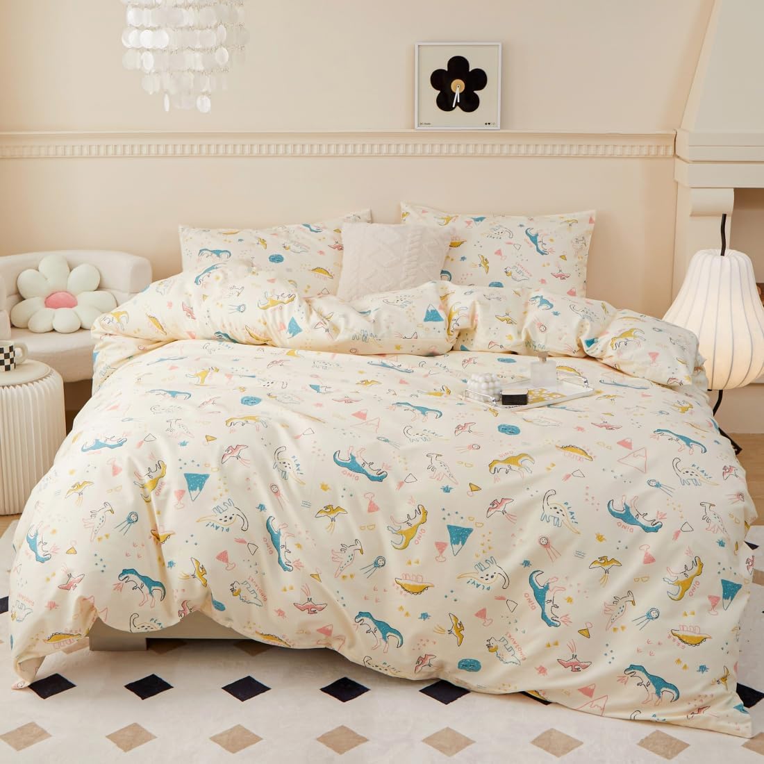 Juego de funda de duvet con estampado dinosaurios 100% algodón - Dulces Bed & Home