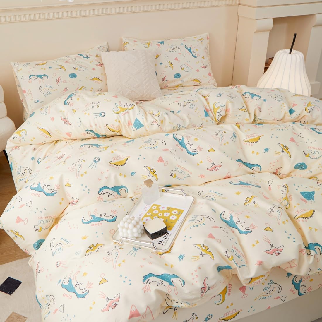 Juego de funda de duvet con estampado dinosaurios 100% algodón - Dulces Bed & Home