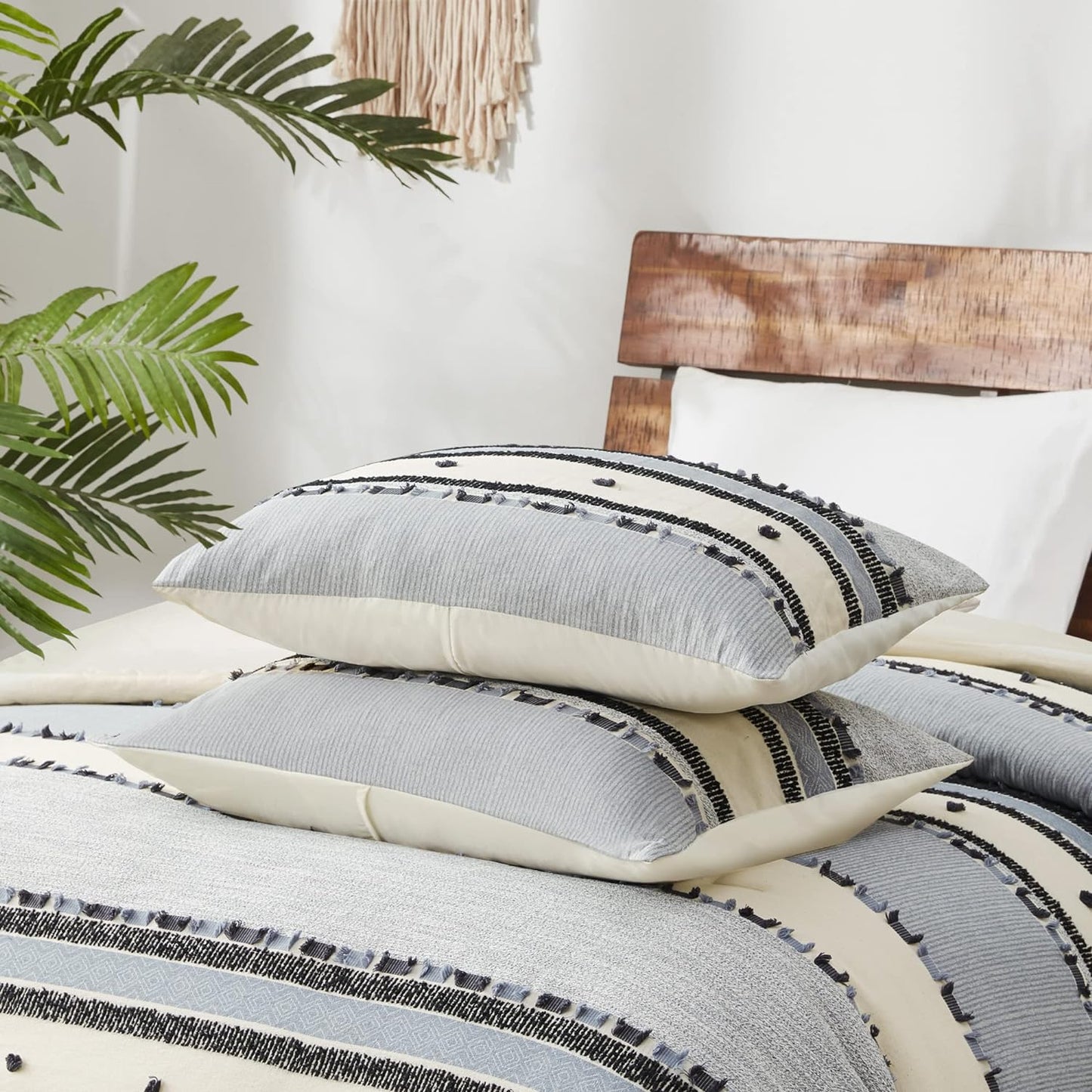 Juego de edredón con rayas estilo boho - Dulces Bed & Home