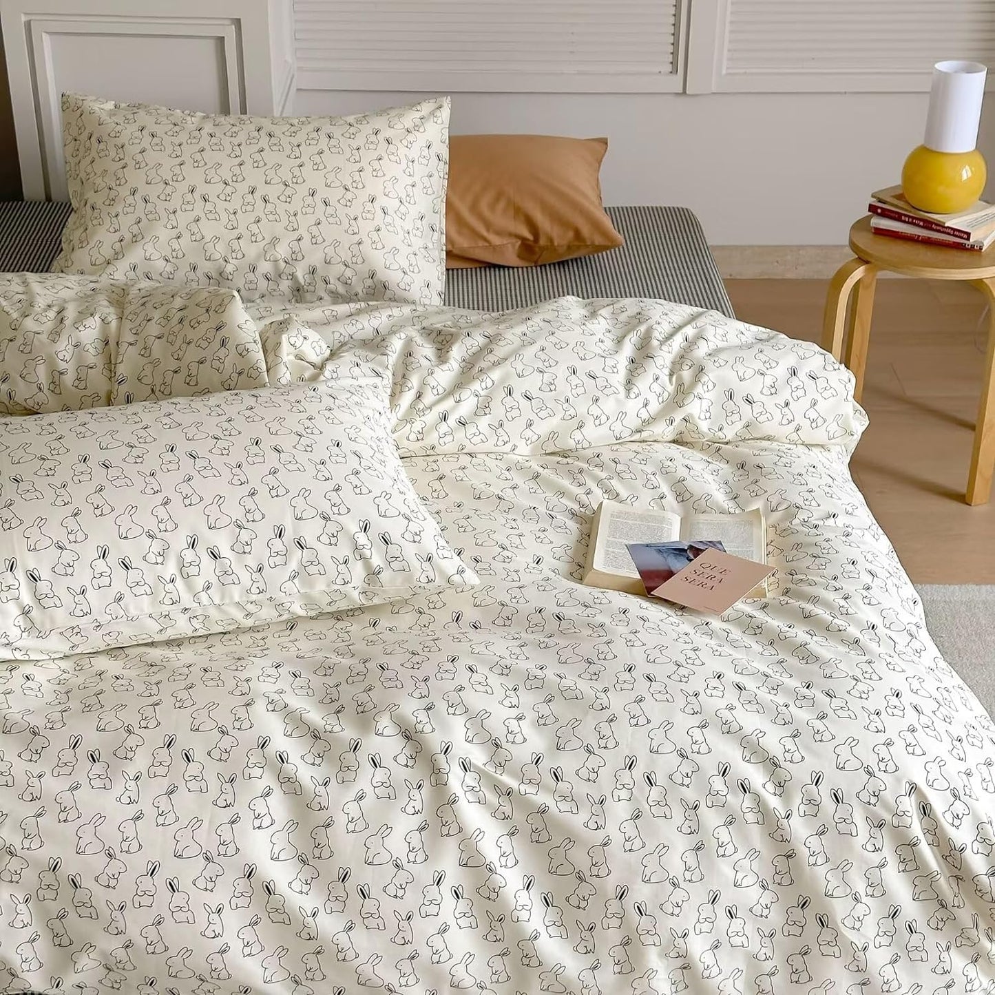 Funda de duvet con patron de conejos impreso en blanco, 100% algodón. - Dulces Bed & Home