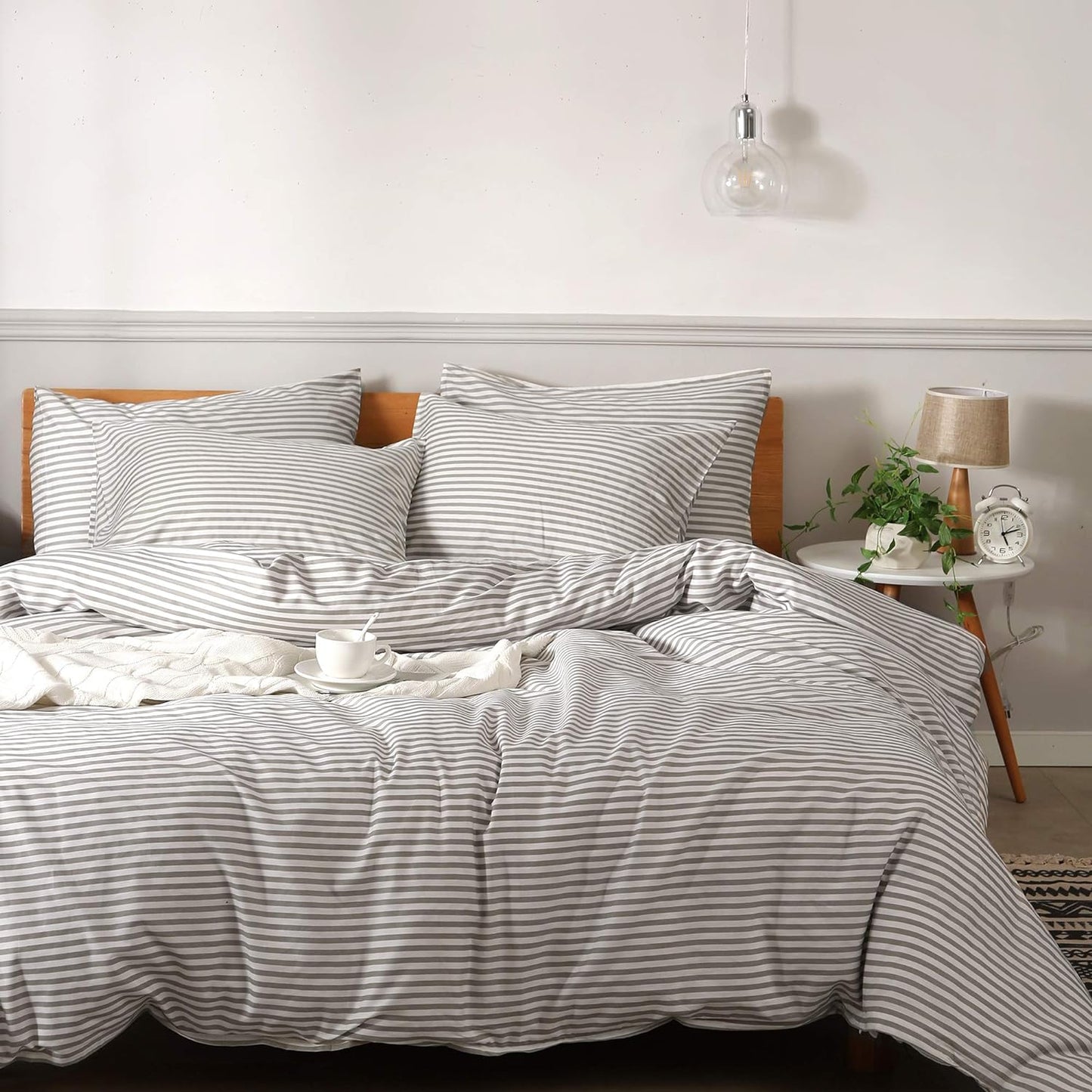 Funda de duvet 100% algodón, patron blanco con lineas de colores - Dulces Bed & Home