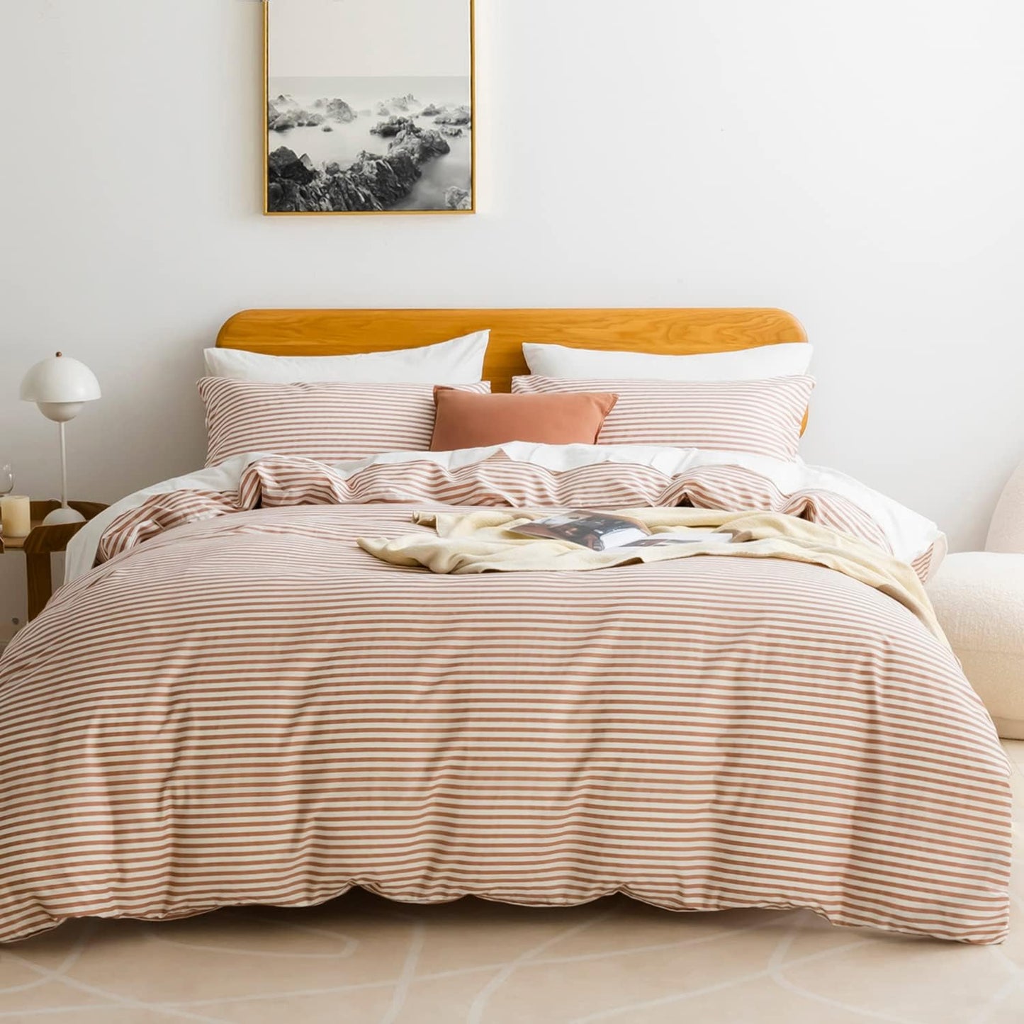 Funda de duvet 100% algodón, patron blanco con lineas de colores - Dulces Bed & Home