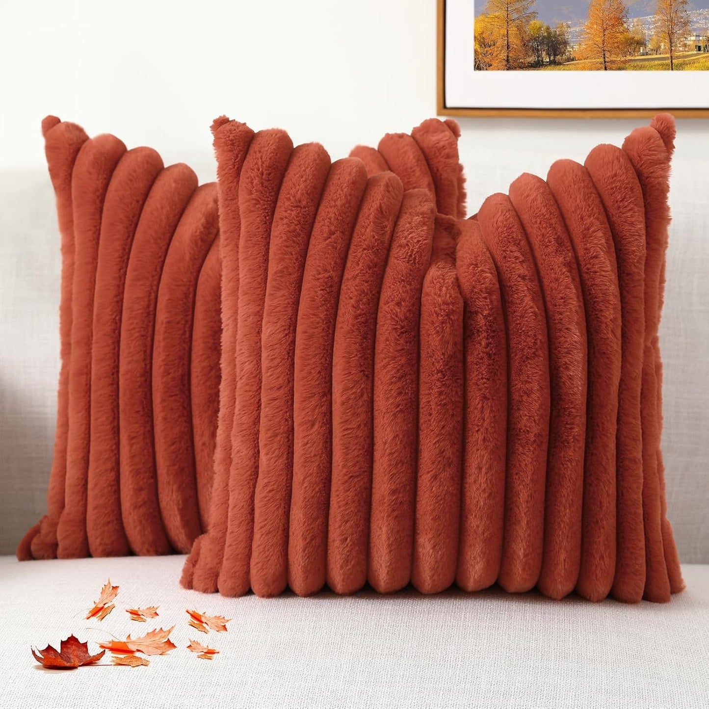Set de 2 Fundas de Cojin Textura Furry