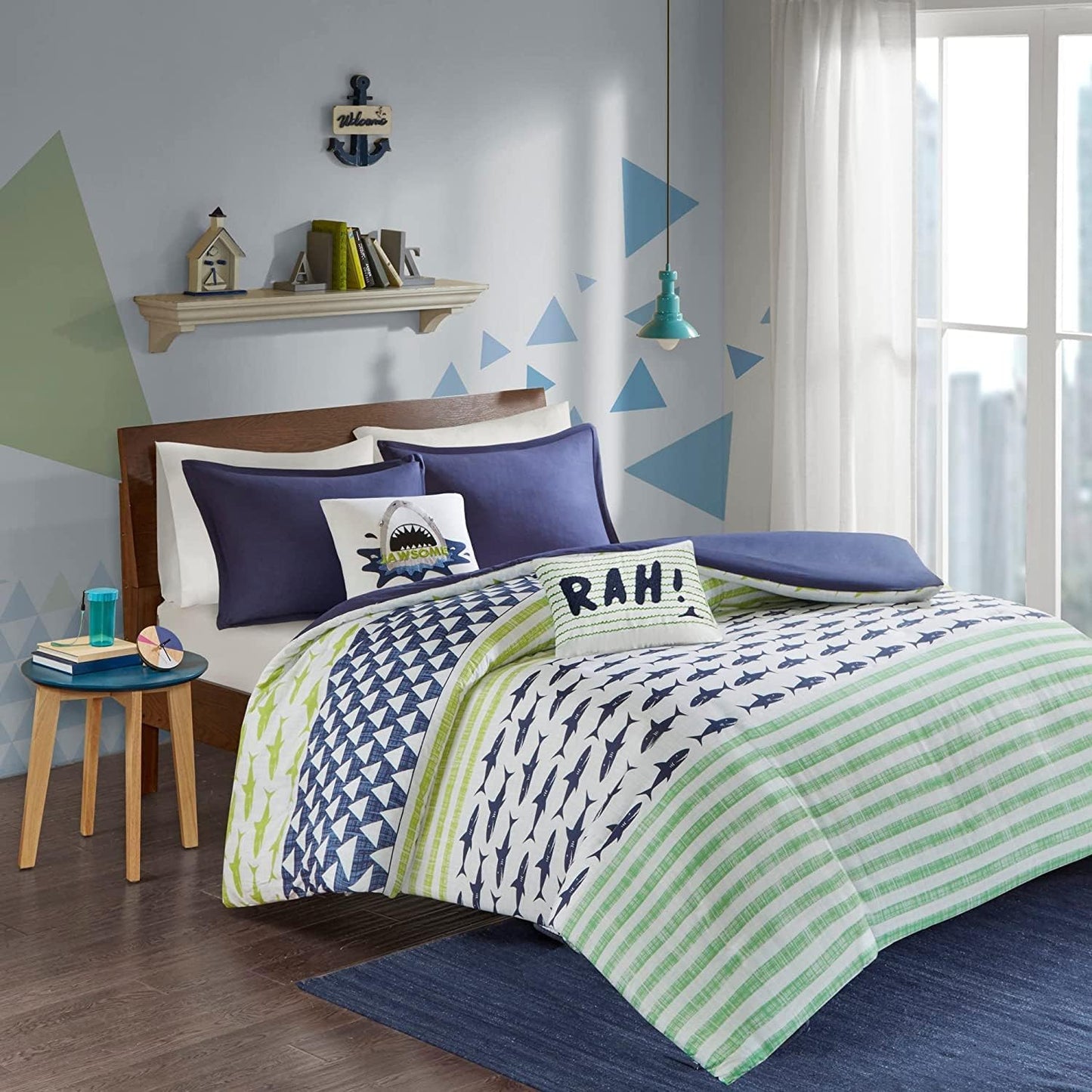 Juego de funda de duvet con estampado de tiburones 100% algodón - Dulces Bed & Home