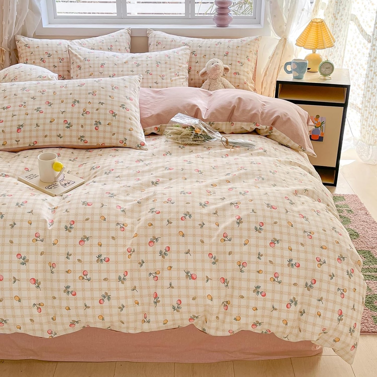Juego de funda de duvet con estampado de fresas 100% algodón - Dulces Bed & Home