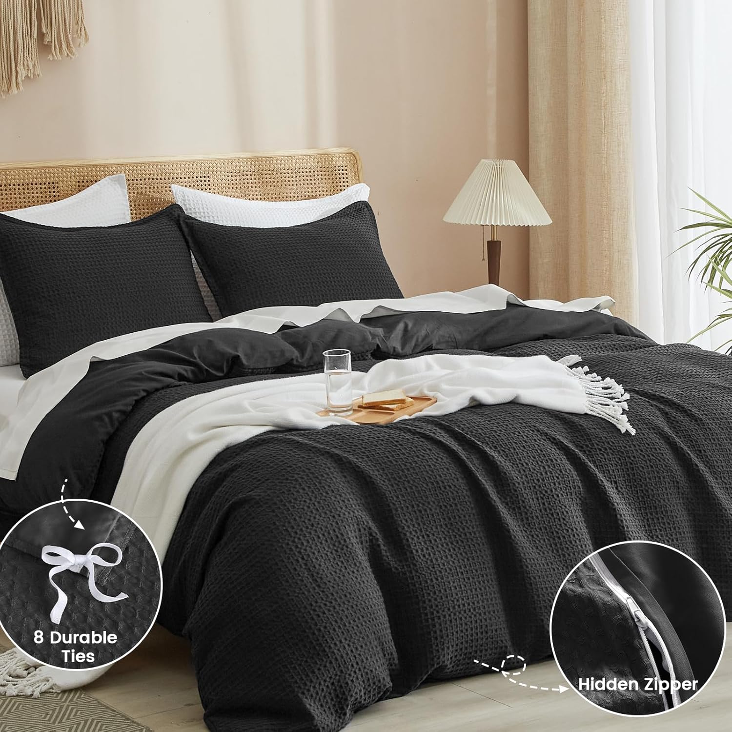 Juego de funda de duvet textura waffle weave - Dulces Bed & Home