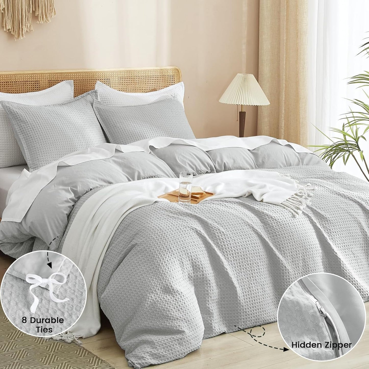 Juego de funda de duvet textura waffle weave - Dulces Bed & Home