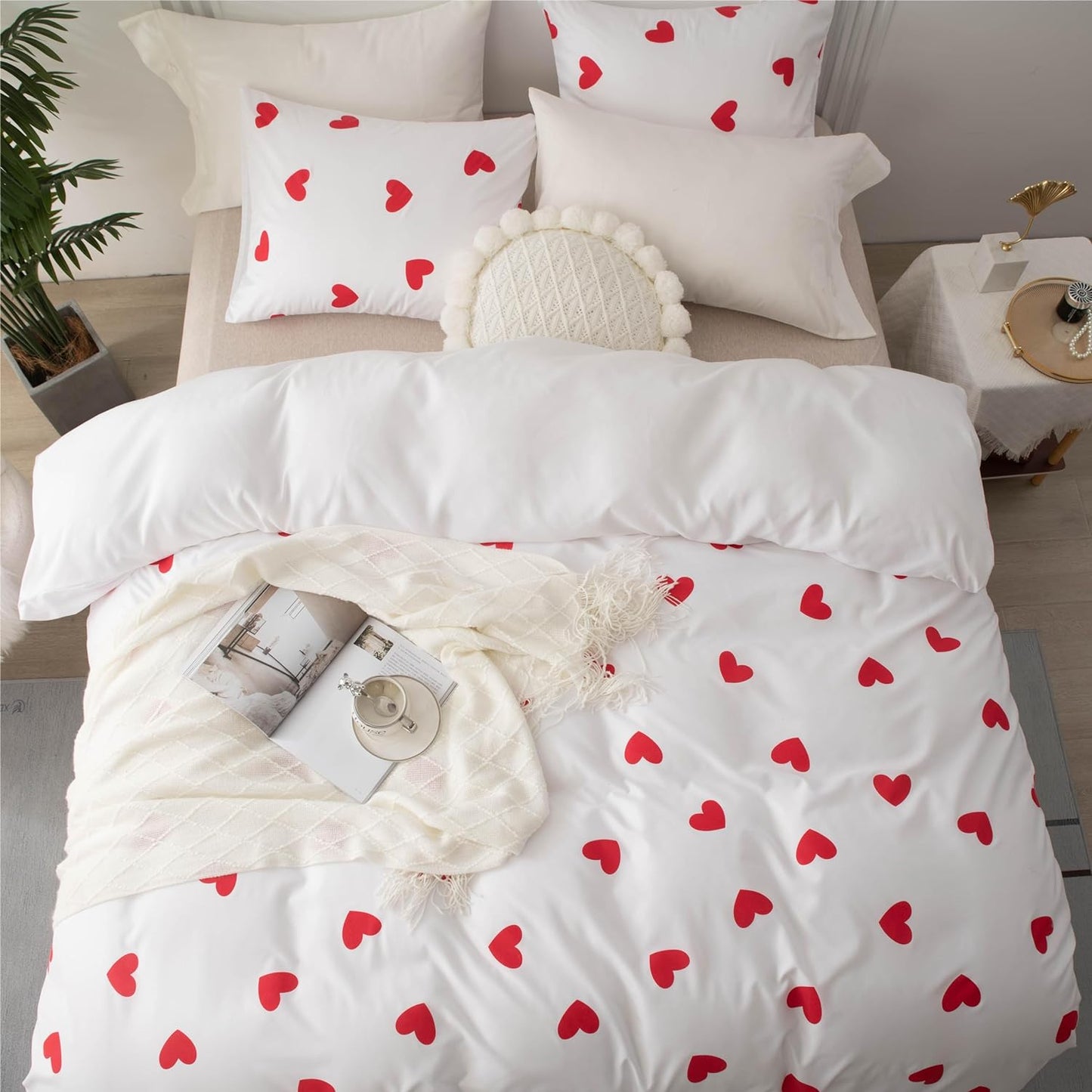 Juego de funda de duvet con patrón de corazón - Dulces Bed & Home