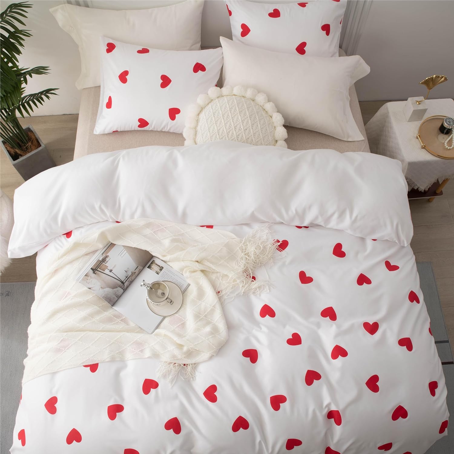 Juego de funda de duvet con patrón de corazón - Dulces Bed & Home