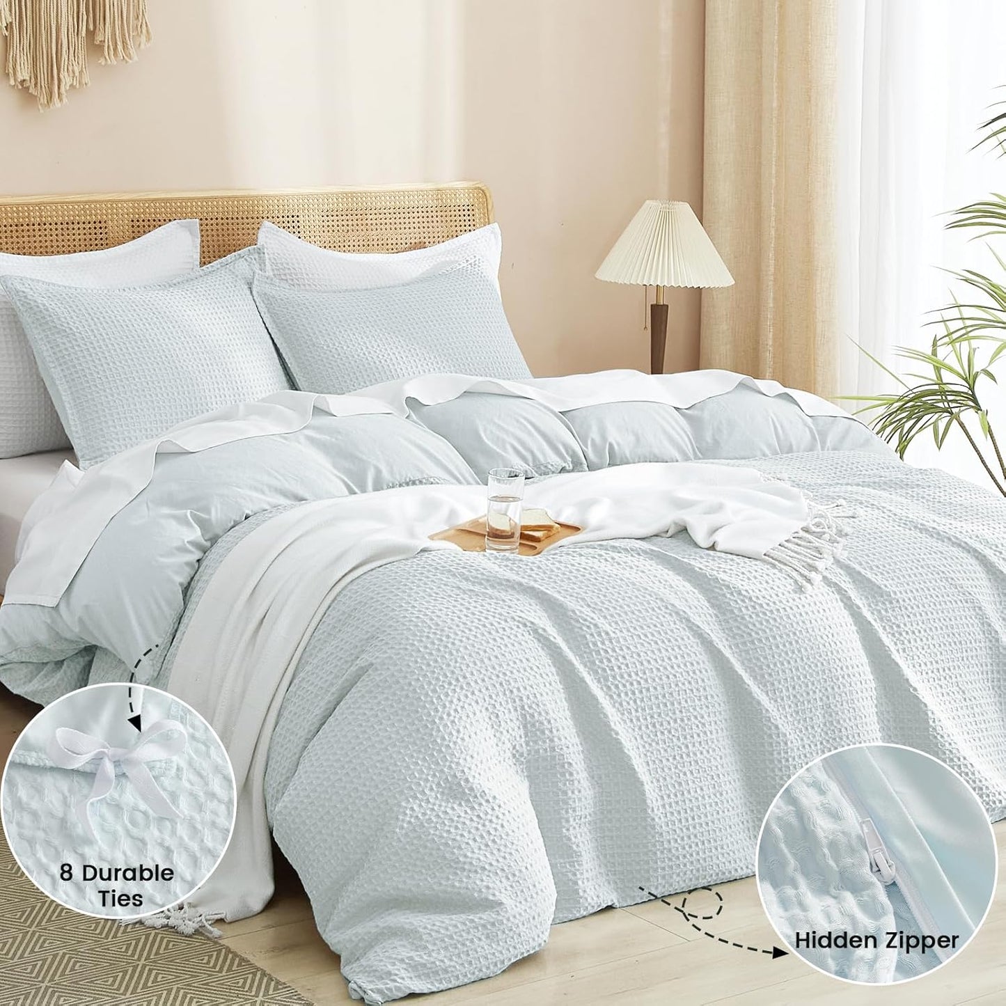 Juego de funda de duvet textura waffle weave - Dulces Bed & Home