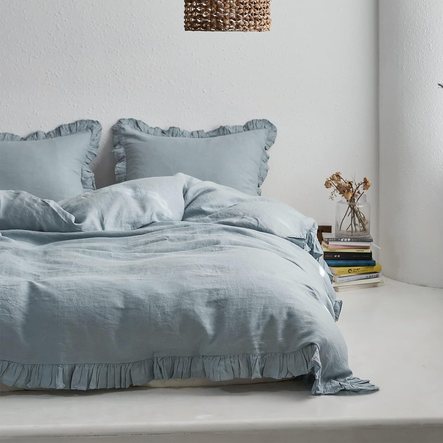 Juego de funda de duvet 100% Lino con bordes de volantes - Dulces Bed & Home