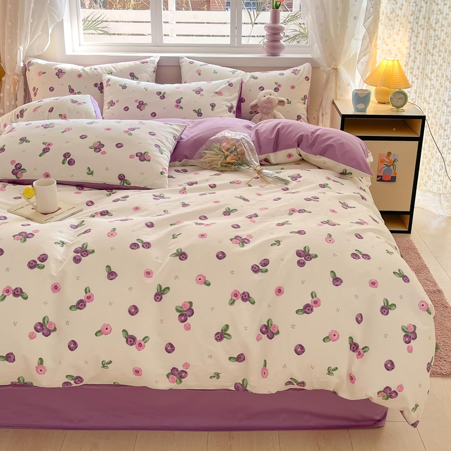 Juego de funda de duvet con estampado de blueberry 100% algodón - Dulces Bed & Home