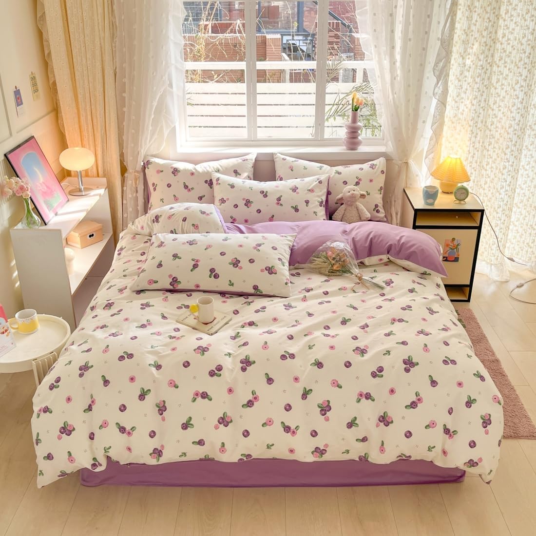 Juego de funda de duvet con estampado de blueberry 100% algodón - Dulces Bed & Home