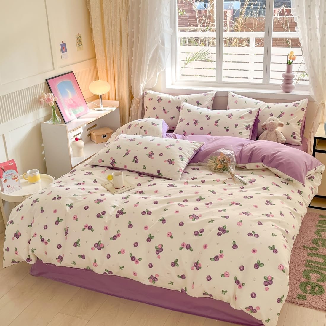 Juego de funda de duvet con estampado de blueberry 100% algodón - Dulces Bed & Home