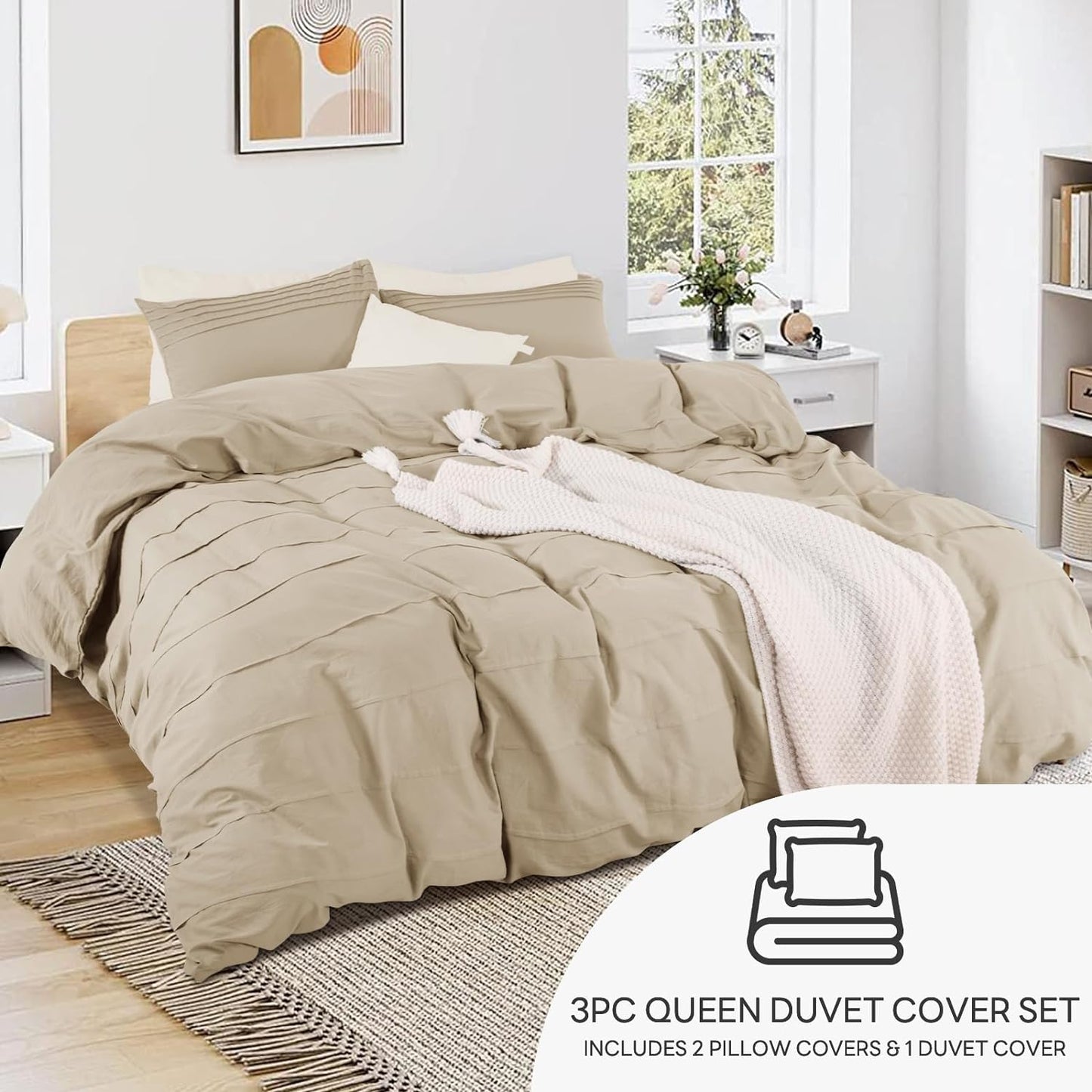 Juego de funda de duvet 100% algodón orgánico con diseño lino plisado - Dulces Bed & Home