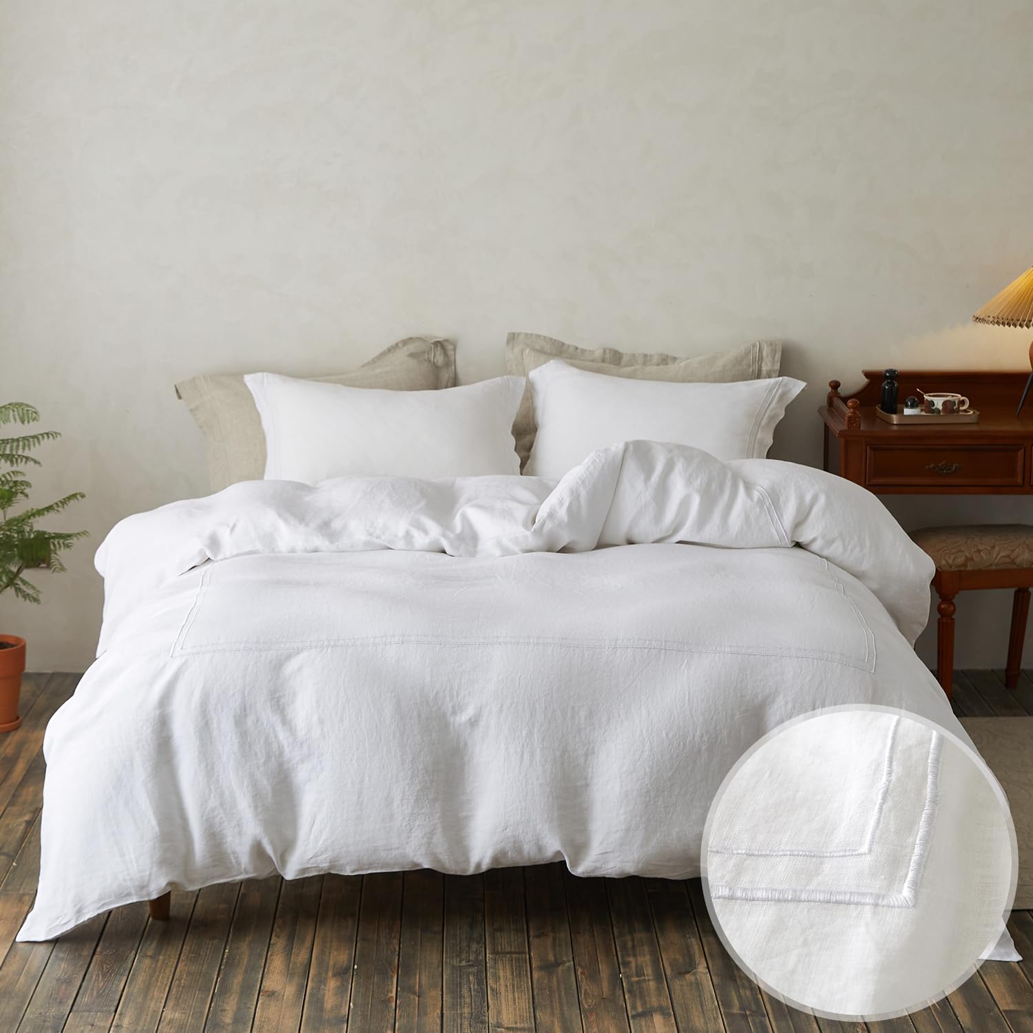 Juego de funda de duvet de lino con bordado - Dulces Bed & Home