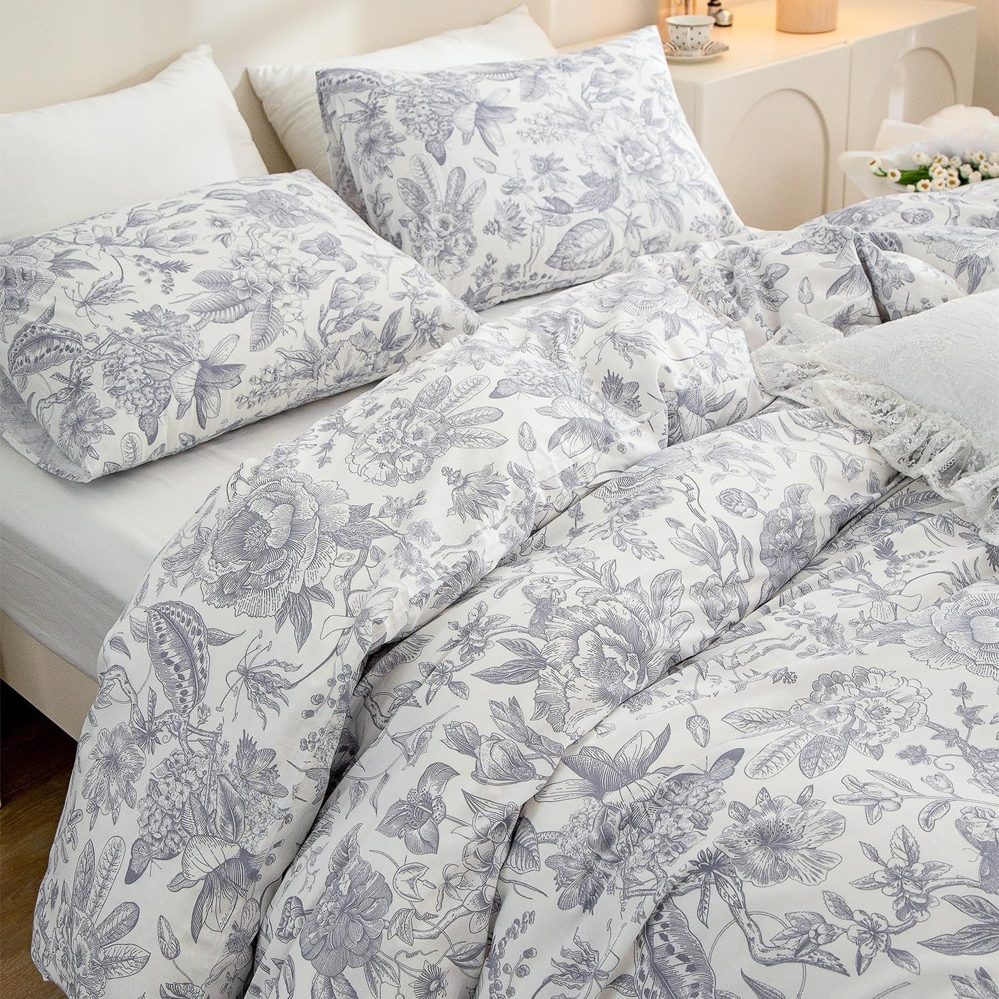 Funda de duvet de microfibra azul floral - Dulces Bed & Home