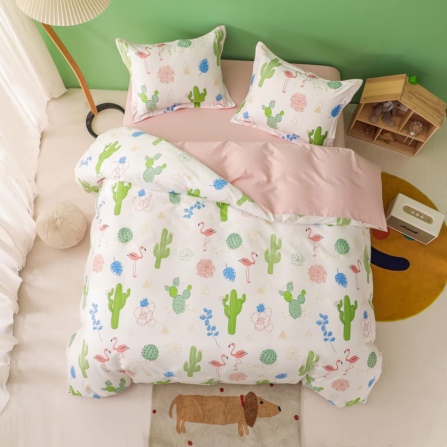 Funda de duvet con diseño de cactus y flamingos - Dulces Bed & Home