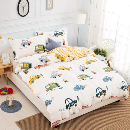 Funda de duvet carritos reversible rayas amarillas 100% algodón - Dulces Bed & Home