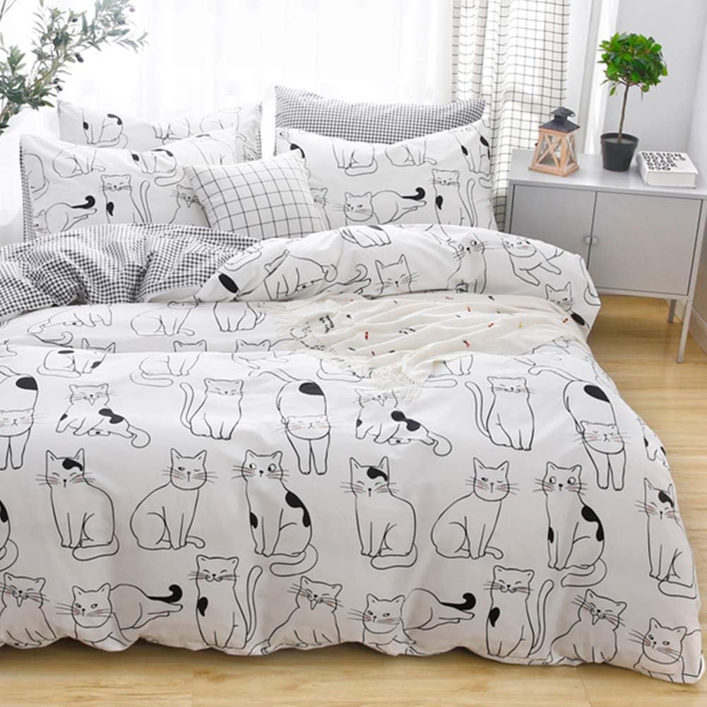 Juego de funda de duvet con diseño de gatos 100% algodón - Dulces Bed & Home