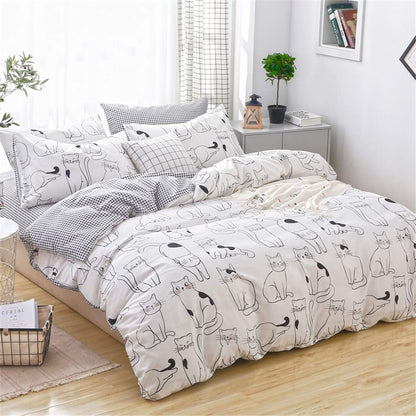 Juego de funda de duvet con diseño de gatos 100% algodón - Dulces Bed & Home