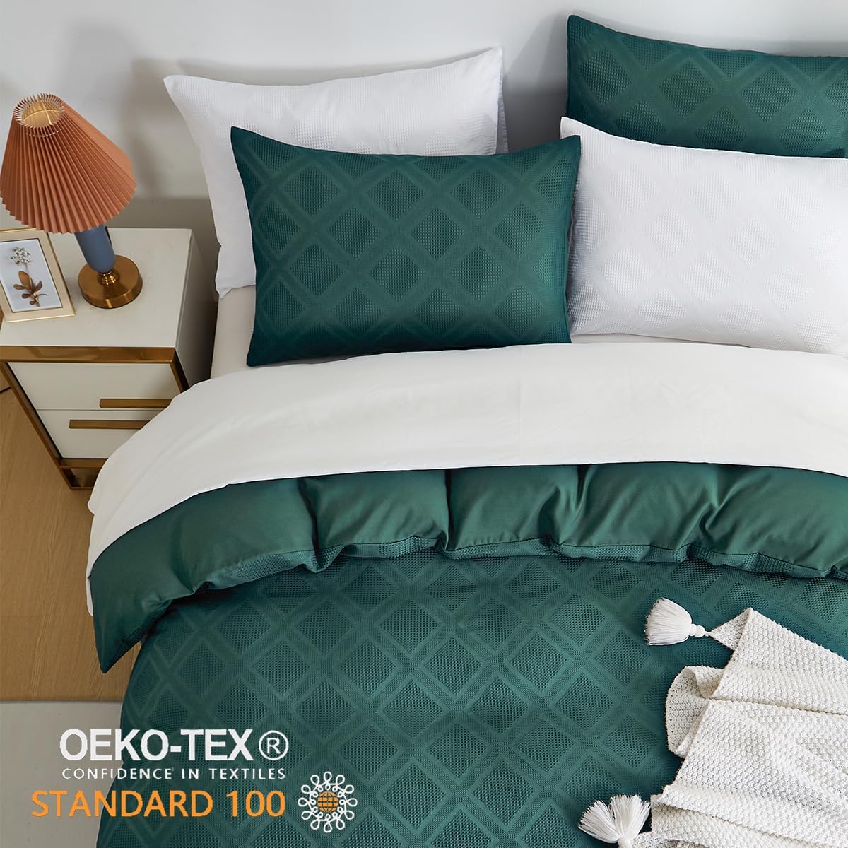 Set funda de duvet con textura tipo waffle en patrón de diamantes - Dulces Bed & Home