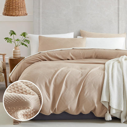 Set funda de duvet con textura tipo waffle en patrón de diamantes - Dulces Bed & Home