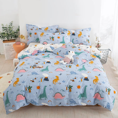 Funda de duvet dino reversible azul y blanco 100% algodón - Dulces Bed & Home