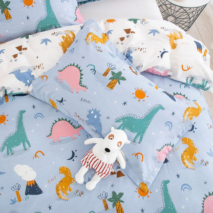 Funda de duvet dino reversible azul y blanco 100% algodón - Dulces Bed & Home