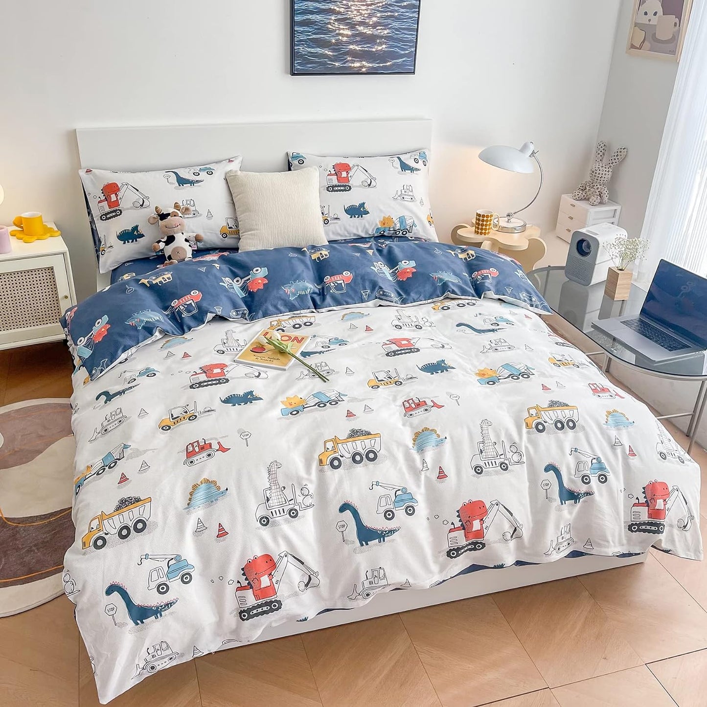 Funda de duvet dino truck 100% algodón - Dulces Bed & Home