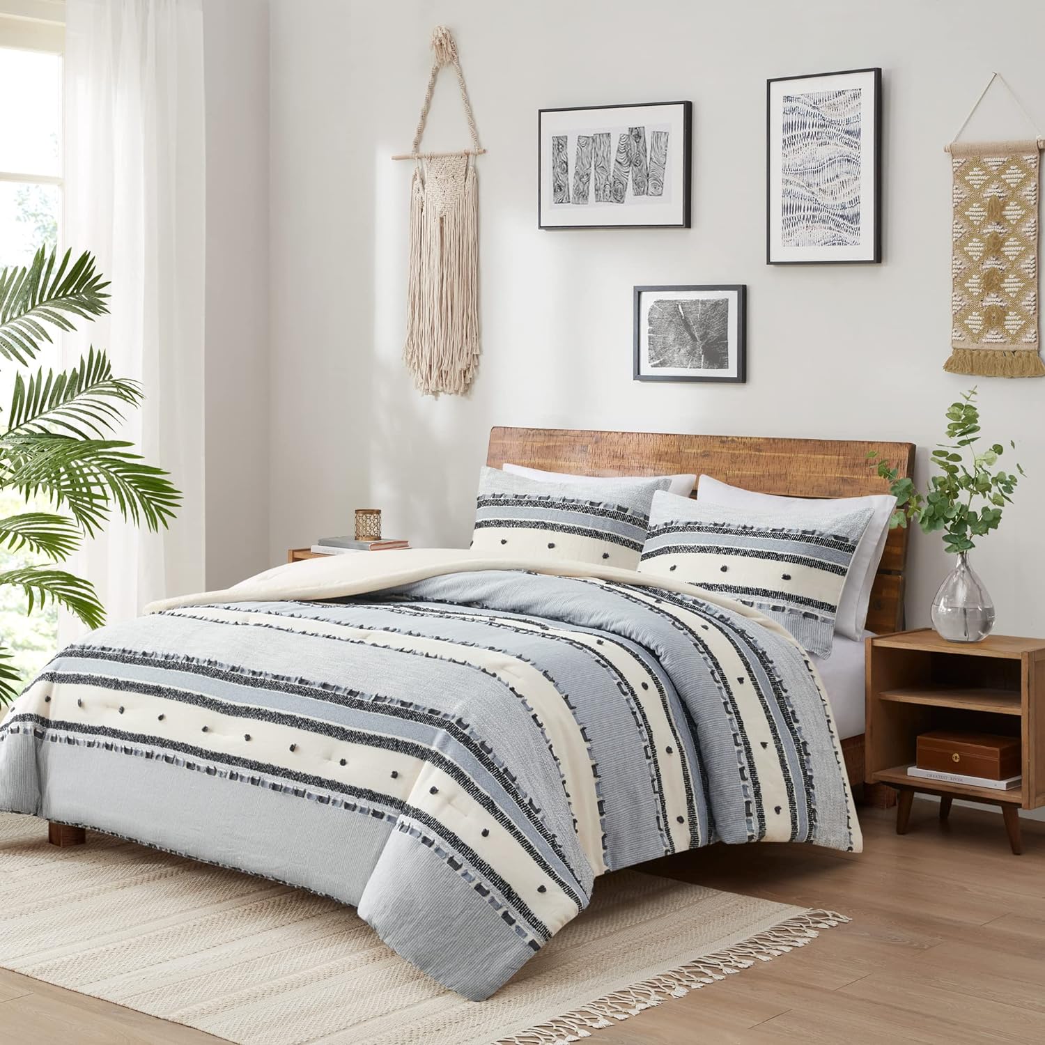 Juego de edredón  con rayas estilo boho - Dulces Bed & Home