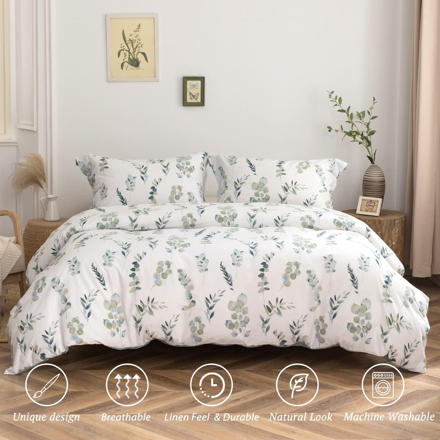 Juego de funda de duvet con print de Eucalipto 100% Algodón - Dulces Bed & Home