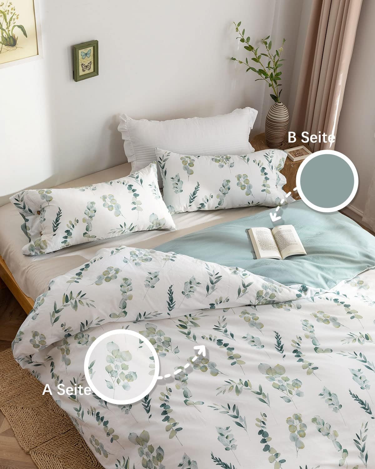 Juego de funda de duvet con print de Eucalipto 100% Algodón - Dulces Bed & Home