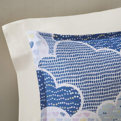 Juego de funda de duvet con estampado de nubes en tono azul 100% algodón - Dulces Bed & Home