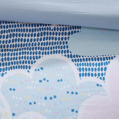 Juego de funda de duvet con estampado de nubes en tono azul 100% algodón - Dulces Bed & Home