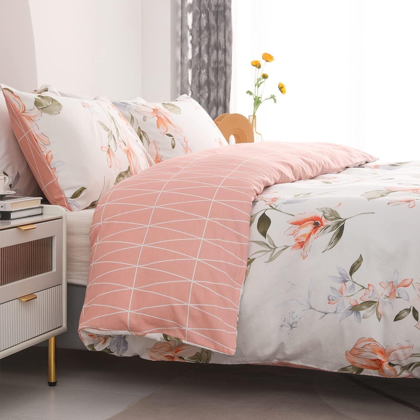 Funda de duvet pink botanical reversible - Dulces Bed & Home