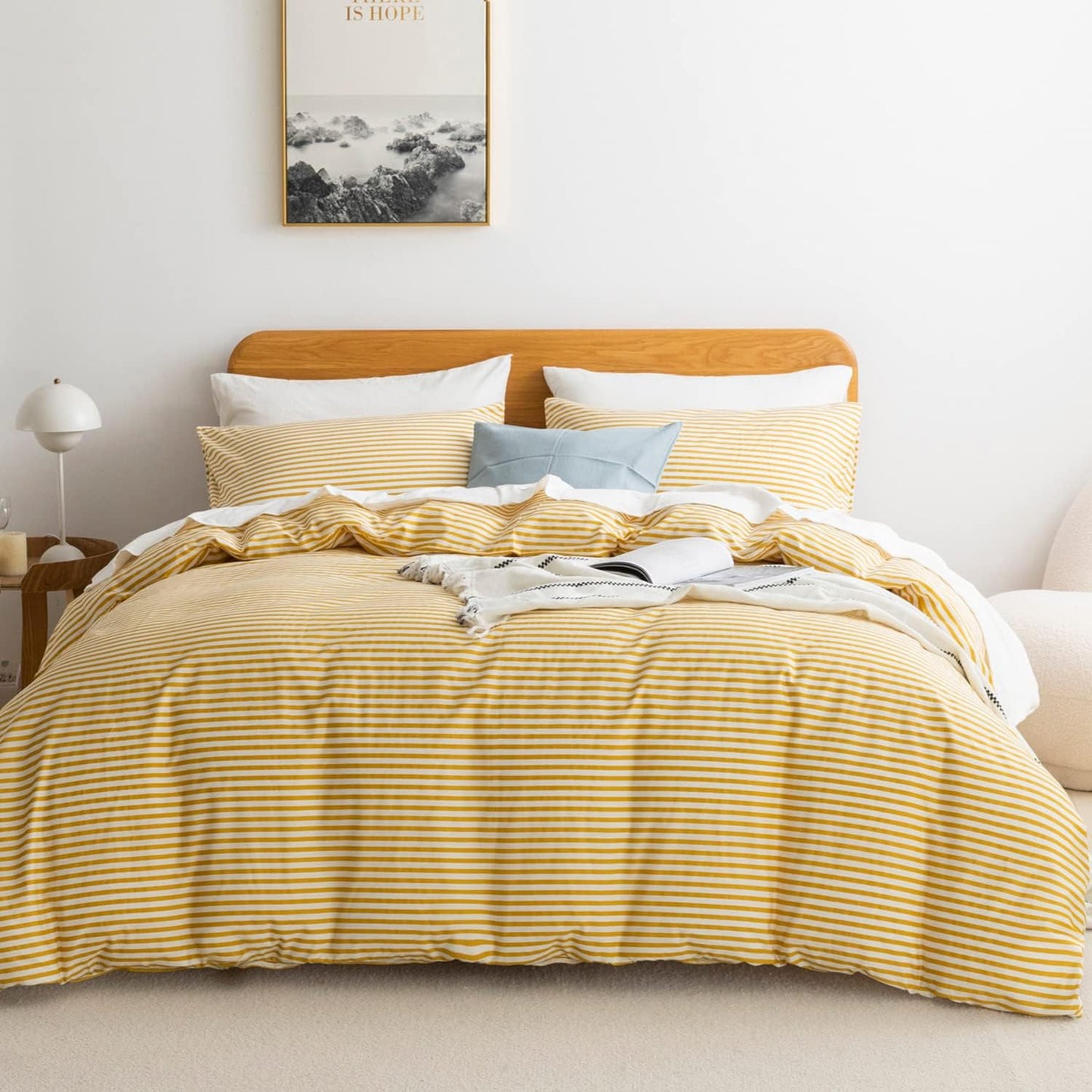 Funda de duvet 100% algodón, patron blanco con lineas de colores - Dulces Bed & Home