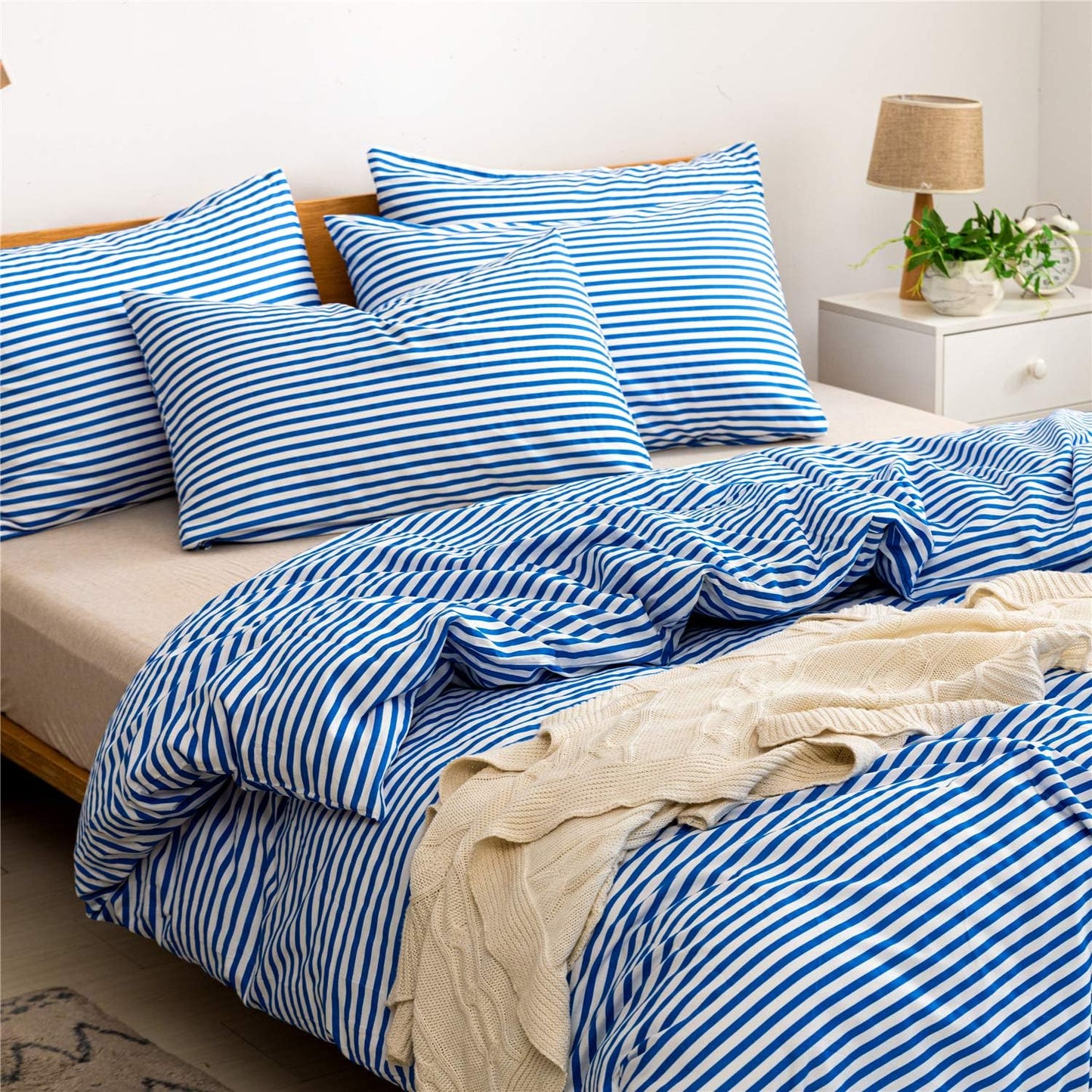 Funda de duvet 100% algodón, patron blanco con lineas de colores - Dulces Bed & Home