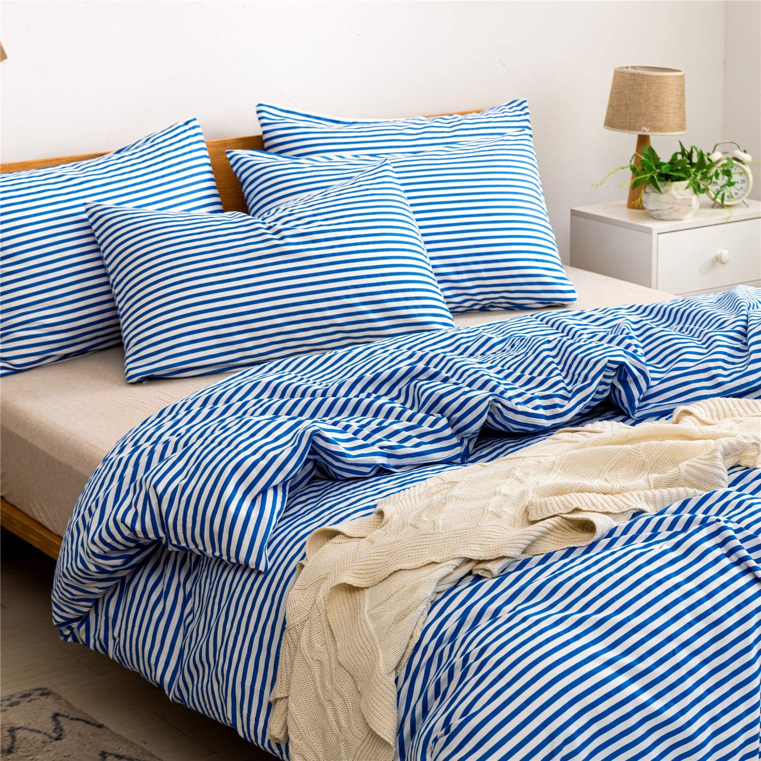 Funda de duvet 100% algodón, patron blanco con lineas de colores - Dulces Bed & Home