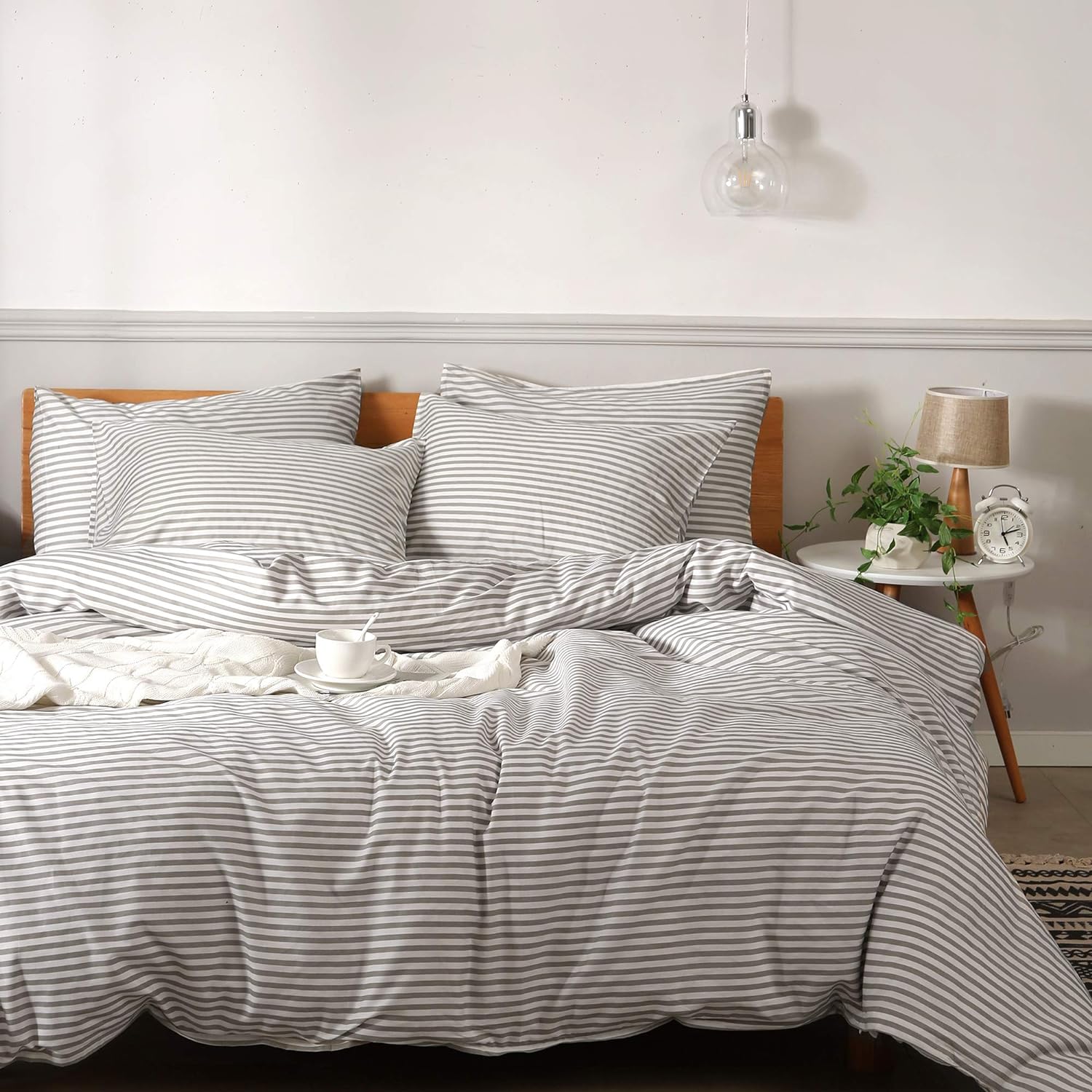 Funda de duvet 100% algodón, patron blanco con lineas de colores - Dulces Bed & Home