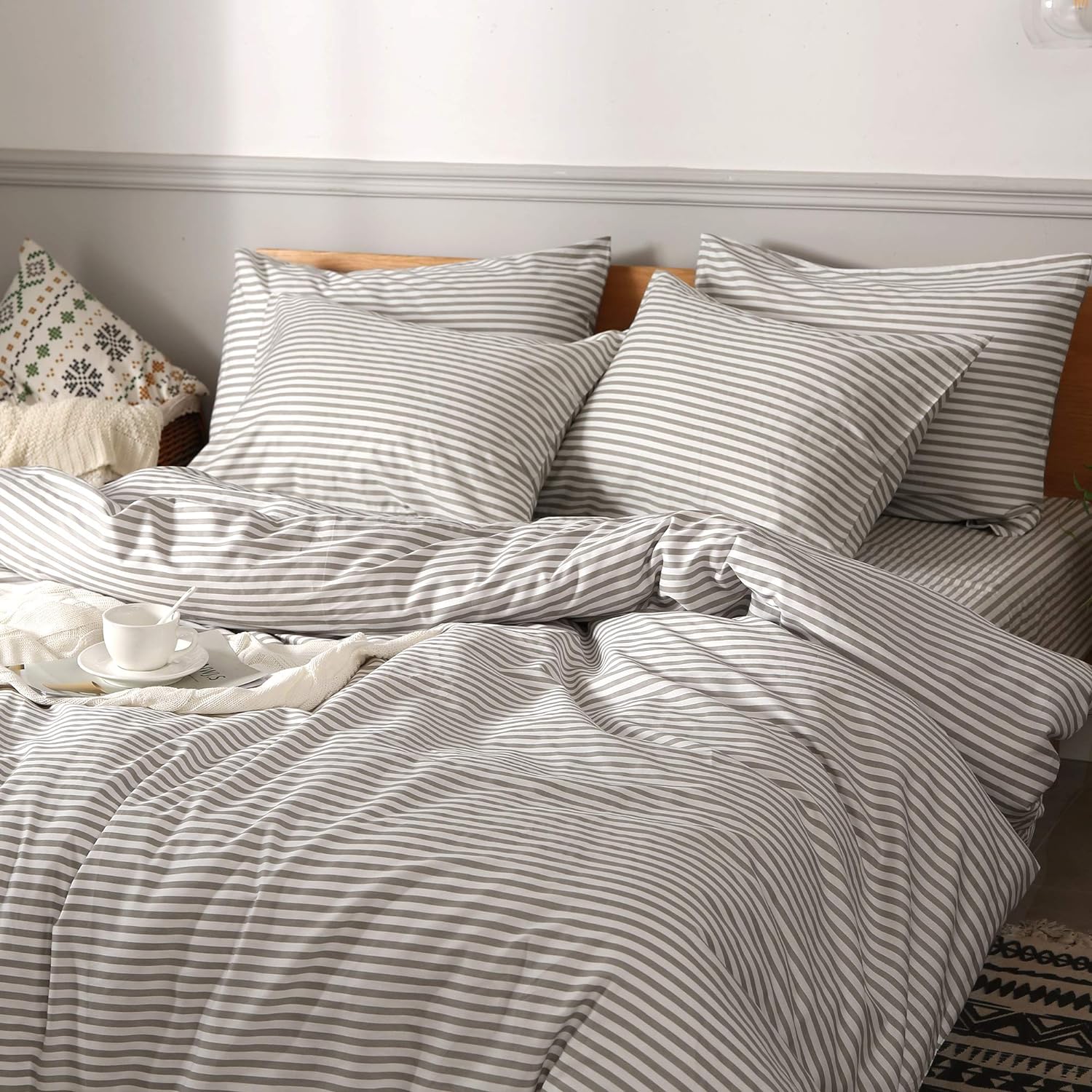 Funda de duvet 100% algodón, patron blanco con lineas de colores - Dulces Bed & Home