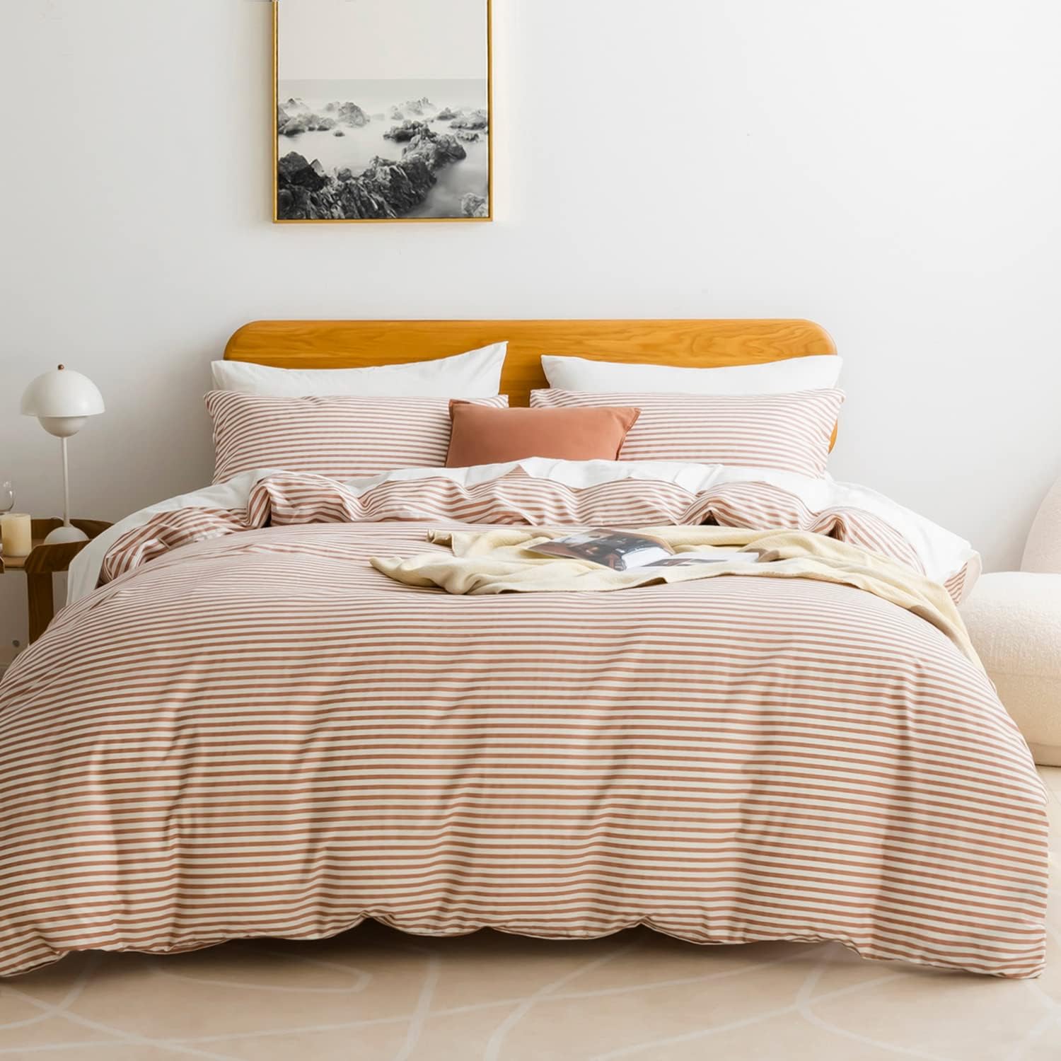 Funda de duvet 100% algodón, patron blanco con lineas de colores - Dulces Bed & Home