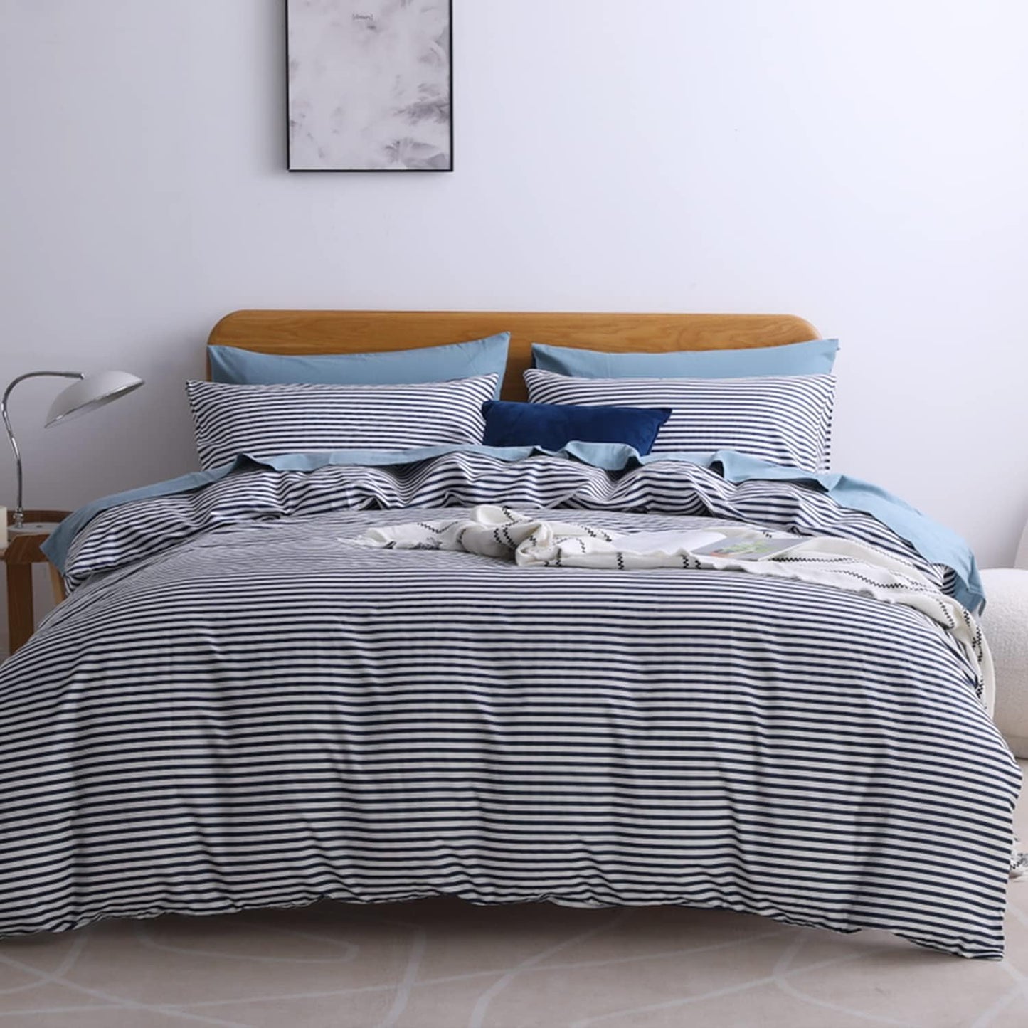 Funda de duvet 100% algodón, patron blanco con lineas de colores - Dulces Bed & Home