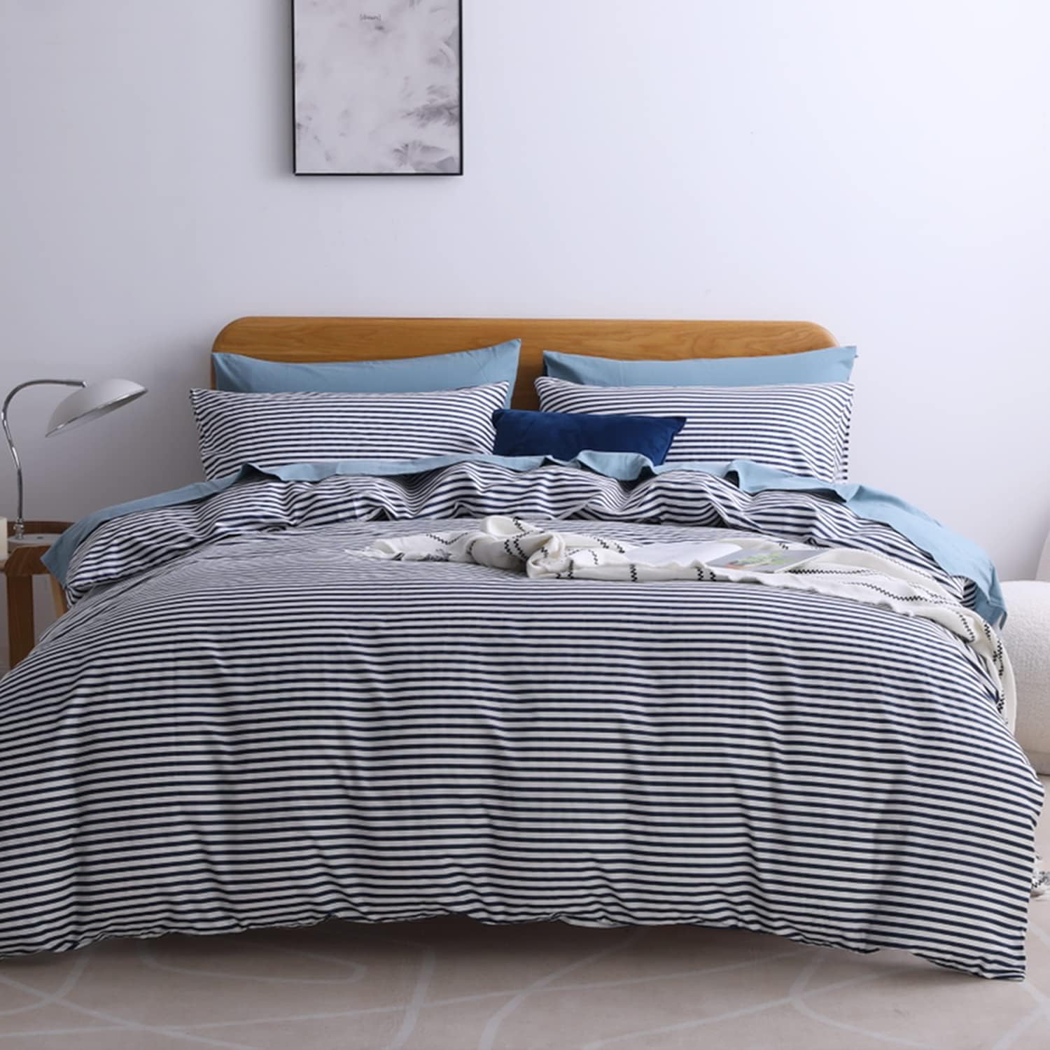 Funda de duvet 100% algodón, patron blanco con lineas de colores - Dulces Bed & Home