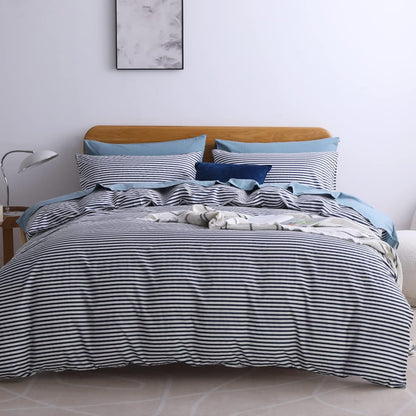 Funda de duvet 100% algodón, patron blanco con lineas de colores - Dulces Bed & Home